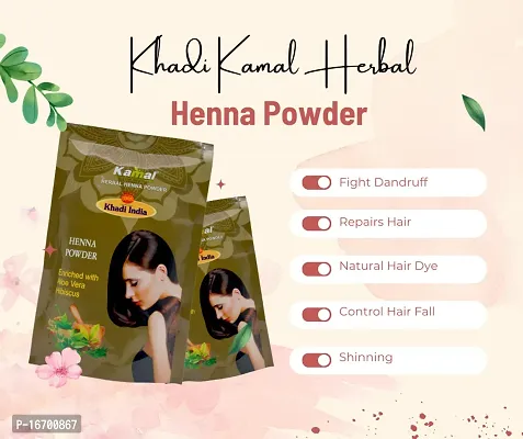 Khadi Kamal Herbal Henna Powder Pouch + Indigo Powder + Bhringraj Powder Hair Color  Hair Care for Man and Women, 100% Natural By LAZYwindow-thumb2