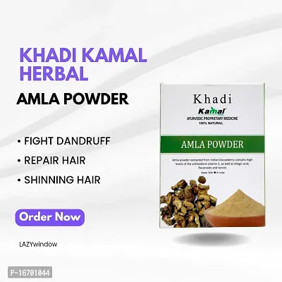 Khadi Kamal Herbal Henna Powder Pouch + Bhringraj Powder + Amla Powder Hair Color  Hair Care for Man and Women, 100% Natural By LAZYwindow-thumb4