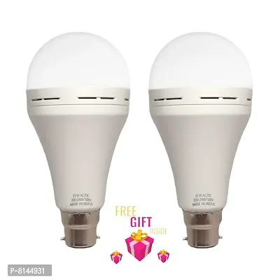 12 watt Rechargeable Emergency Inverter LED Bulb Pack of 2 +Surprise Gift-thumb1