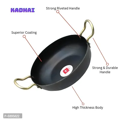 Traditional Iron Kadhai Deep Bottom Kadai Fry Pan Frying Kadhai With Handle 8 Inch 19 Cm-thumb3