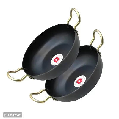 Traditional Iron Kadhai Deep Bottom Kadai Fry Pan Frying Kadhai With Handle 8 Inch 19 Cm-thumb0