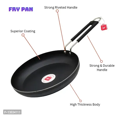 Fry Pan 100 % Pure Iron with Grip type Handle ( Induction and LPG Gas Both Suitable ) Dia 20 cm + Superise Gift-thumb2