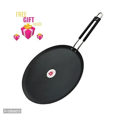 Induction Base Flat Iron Tawa with insulated handle Dia 25 cm + Superise Gift