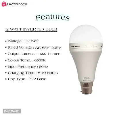 12 watt Rechargeable Emergency Inverter LED Bulb Pack of 4 +Surprise Gift-thumb4