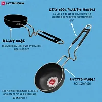 Iron Deep Bottom Kadhai And Tadka Pan With Steel Handle Combo Pack Bablack-thumb2