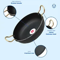 Iron Fry Pan (Induction base) And Deep Bottom Kadhai Combo Pack (Base Black)-thumb1