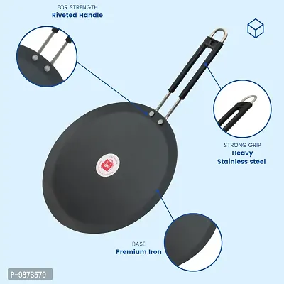 Iron Tawa (Induction base) And Tadka Pan with Grip type Handle Combo Pack (Base Black)-thumb4