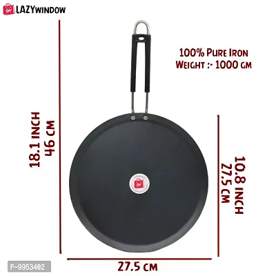 Iron Fry Pan (Induction base) / Tawa And Tadka Pan with Steel Handle Combo Pack (Base Black)-thumb2