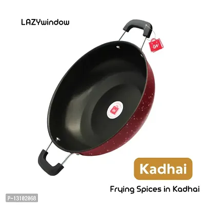 Premium Quality Nonstick Kadhai, Dia - 26 cm, 3L (Base colour RED)