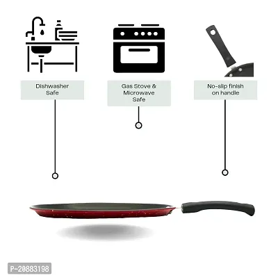 LAZYwindow Premium Quality Nonstick Tawa, Dia - 24 cm (Base colour Maroon) + Surprise Gift-thumb2