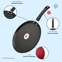 LAZYwindow Premium Quality Nonstick Tawa, Dia - 24 cm (Base colour Maroon) + Surprise Gift-thumb4