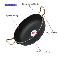 LAZYwindow Traditional Iron Kadhai Deep Bottom Kadhai/Frying Kadhai  Stainless Steel Tong (Pakkad)-thumb3