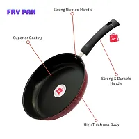 LAZYwindow Premium Quality Nonstick Fry Pan, Dia - 22 cm, 1L (Base colour Maroon) + Surprise Gift-thumb1