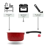 LAZYwindow Premium Quality Nonstick Sauce Pan, Dia - 16 cm, 1.5L (Base colour Maroon) Pack of 2-thumb2