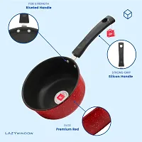 LAZYwindow Premium Quality Nonstick Sauce Pan, Dia - 16 cm, 1.5L (Base colour Maroon) Pack of 2-thumb3