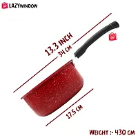 LAZYwindow Premium Quality Nonstick Sauce Pan, Dia - 16 cm, 1.5L (Base colour Maroon) Pack of 2-thumb4