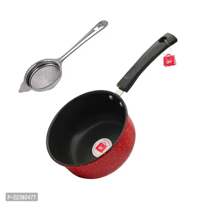 LAZYwindow Premium Quality Nonstick Souce Pan, 1.5L And Tea Strainer (Chai Chalni) Combo Pack