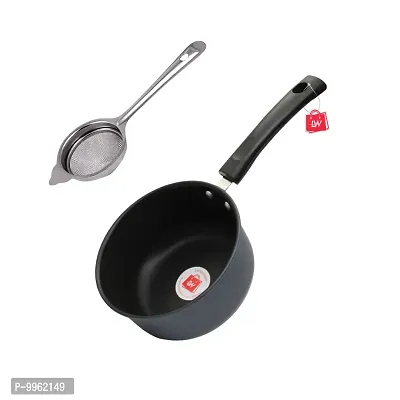 Premium Quality Nonstick Souce Pan, 1.5L And Tea Strainer (Chai Chalni) pack of 2 Combo