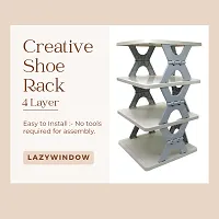 LAZYwindow Premium Creative 4 layer Plastic Shoe Rack Stand Storage Organizer Cabinet-thumb3