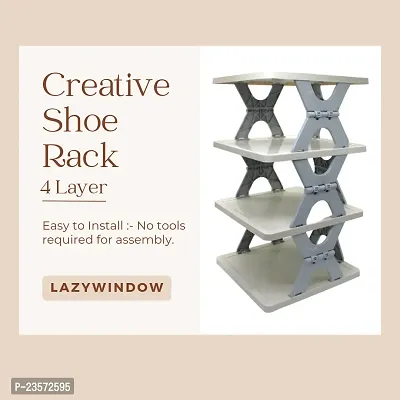 LAZYwindow Premium Creative 4 layer Plastic Shoe Rack Stand Storage Organizer Cabinet-thumb4