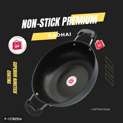 Premium Quality Nonstick Kadhai  with Surprise Gift, 26 cm, 3L (Base Gray)-thumb3