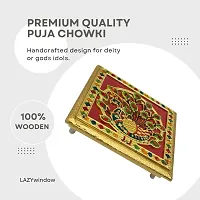 LAZYwindow Wooden Handcrafted Puja Chowki for Sacred Rituals- Enhance Your Spiritual Space!-thumb4