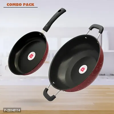 Premium Quality Nonstick Cookware Combo - Fry Pan and Kadhai-thumb0