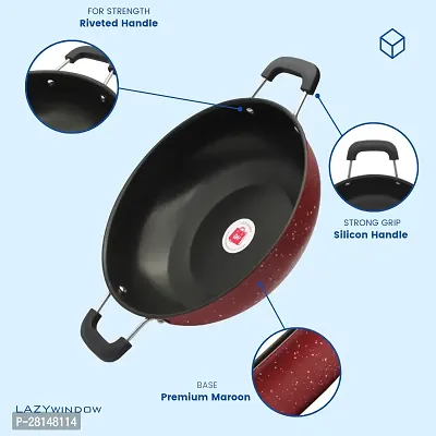 Premium Quality Nonstick Cookware Combo - Fry Pan and Kadhai-thumb3