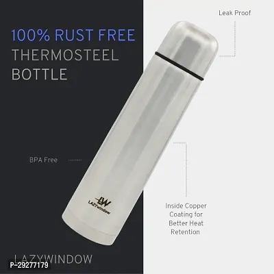 LAZYwindow Double Wall Insulated Thermosteel Bottle | 304 Stainless Steel Water Bottle | Up To 50 Hrs Hot  Cold Flip Type Cap (1000ml)-thumb2