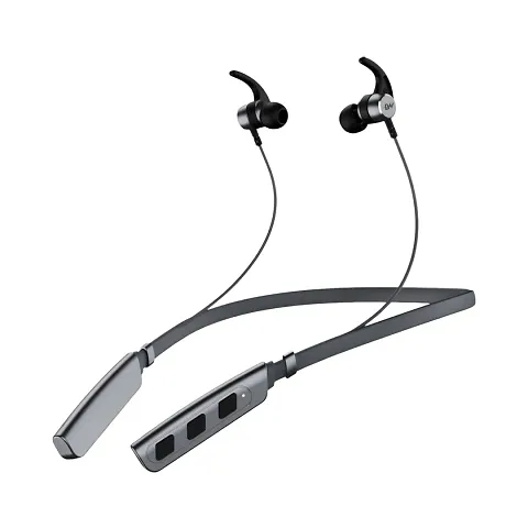 LAZYwindow Wireless Neckband Bluetooth Earphones | Built-In Mic  Magnetic Design | With Type-C Fast Charge  Bass Boost (Gray)