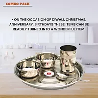 Stainless Steel Dinner Set - Pack of 5 | Includes 1 Thali, 2 Bowls, 1 Glass  1 Spoon-thumb4