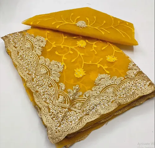 Alluring Silk Blend Saree with Blouse piece 