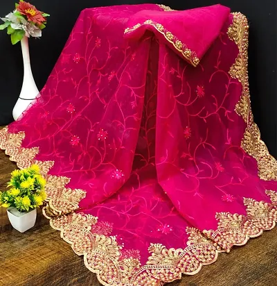 Embroidered Bollywood Net Saree