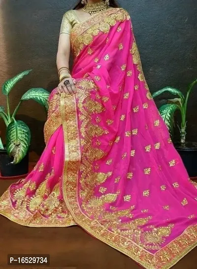 Embroidered Beautiful Georgette Saree-thumb0