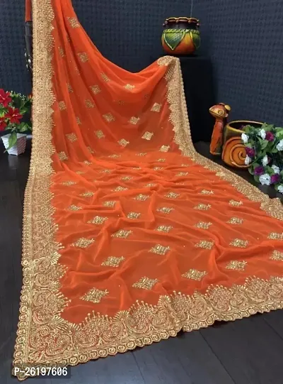 Women Georgette Embroidered Saree-thumb0