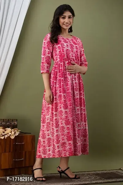 Maternity Dresses for Women - Feeding Kurtis for Women Stylish Latest Pregnancy Dresses for Women Pink-thumb3