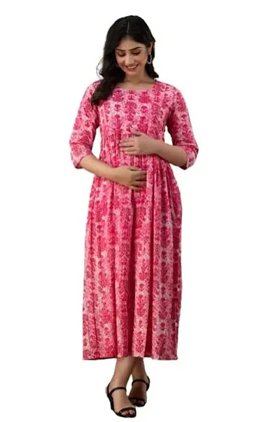 Maternity Dresses for Women - Feeding Kurtis for Women Stylish Latest Pregnancy Dresses for Women Pink