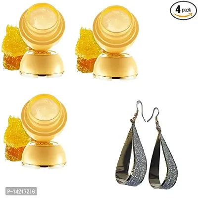 Protecting Balm with Organic Honey 15gm Pack of 3 and Earrings for Girls  Women's combo (by Ori Flame)-thumb0