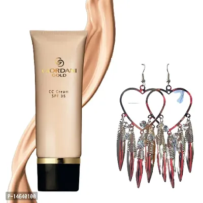 CC Cream SPF 35 Light 40ml and Earrings for Girls and Women's combo(by Ori Flame)-thumb0