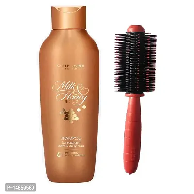 Shampoo for Radiant Soft  Silky Hair 250ml and Round Brush For Men  Women (Color May Vary) (by Ori Flame)