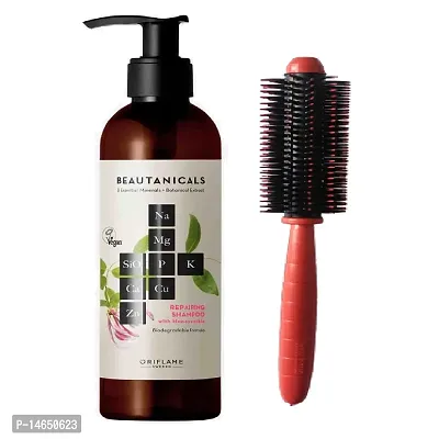 BEAUTANICALS Repairing Shampoo 250ml and Round Brush For Men  Women (Color May Vary) (by Ori Flame)