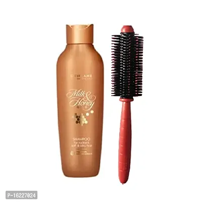 Shampoo for Radiant, Soft  Silky Hair 250ML and Round Brush For Men  Women,Color May Vary (Combo) (by Ori flame)