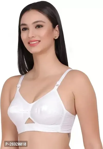 Stylish White Cotton Blend Solid Bras For Women-thumb0