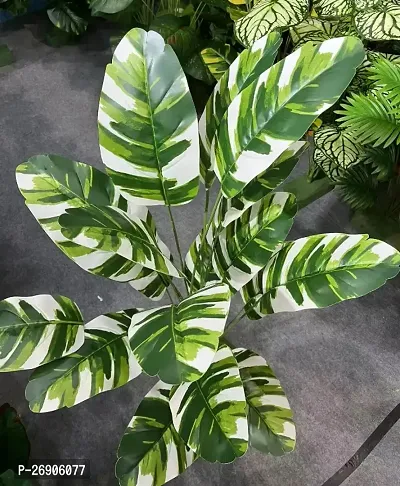 Artificial 12 Leaves White and green shades without pot