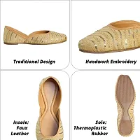 Fabulous Golden Faux Leather Embroidered With Hand Work Ethnic Punjabi Jutis For Women-thumb2