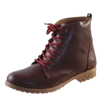 Stylish Maroon Synthetic Leather Solid Flat Boots For Women