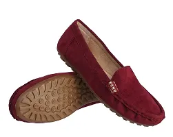 Elegant Maroon Synthetic Leather Self Design Loafers For Women-thumb1