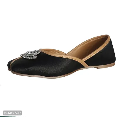 Stylish Black Synthetic Leather Embellished Mojaris For Women-thumb0