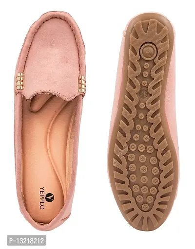 Elegant Pink Synthetic Leather Self Design Loafers For Women-thumb3
