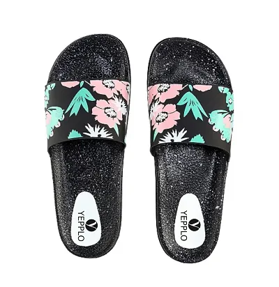Elegant Pink Rubber Solid Slippers For Women